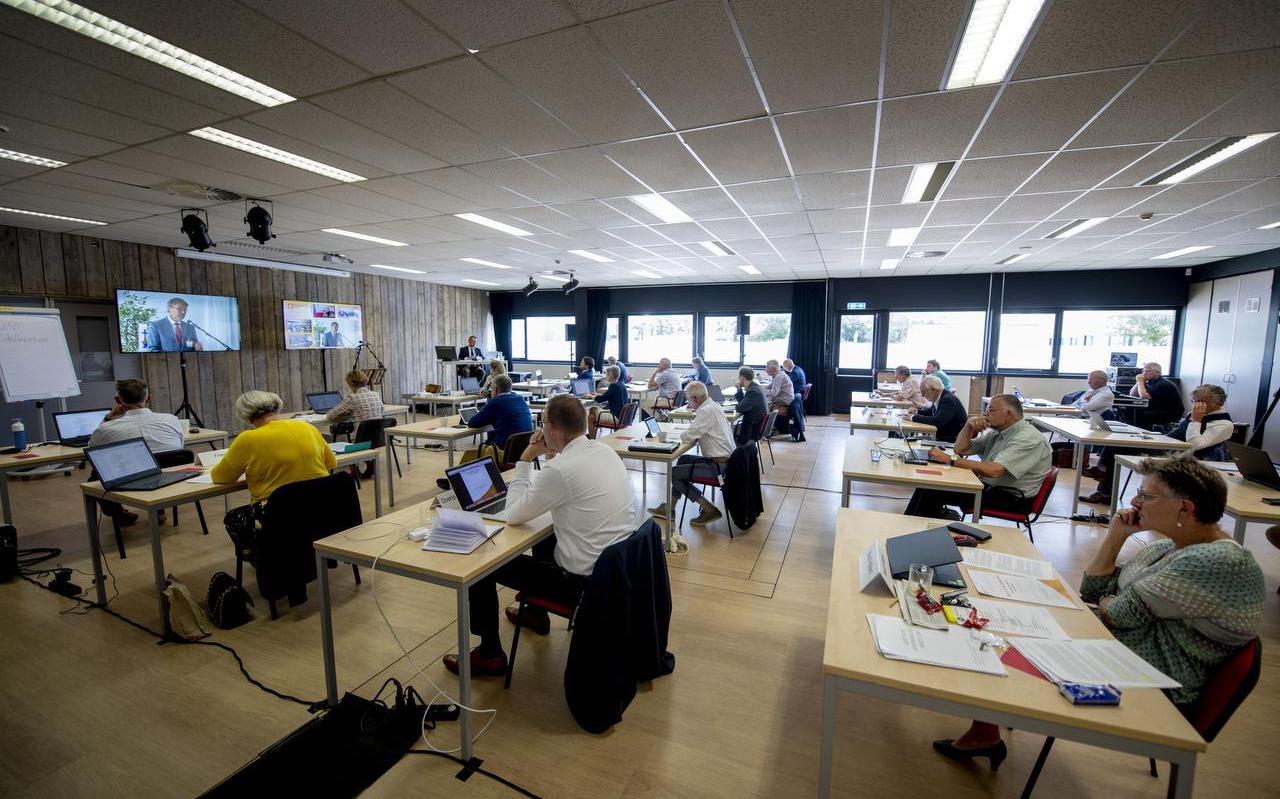 De synode van de Protestantse Kerk, in juni 2020, in de Fabriek in Leeuwarden.
De synode van de Protestantse Kerk, in juni 2020, in de Fabriek in Leeuwarden.