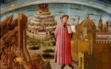 Dante met de Divina Commedia in de hand, geschilderd in 1465 door Domenico di Michelino en te zien in Florence.