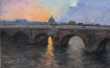 Het schilderij Le Pont Royal au coucher du soleil van Siebe ten Cate.