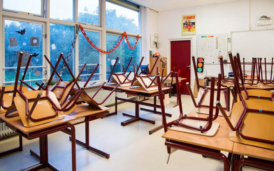 Lege klaslokalen zijn donderdag en vrijdag minder te zien zijn dan bij vorige stakingen. Foto: ANP