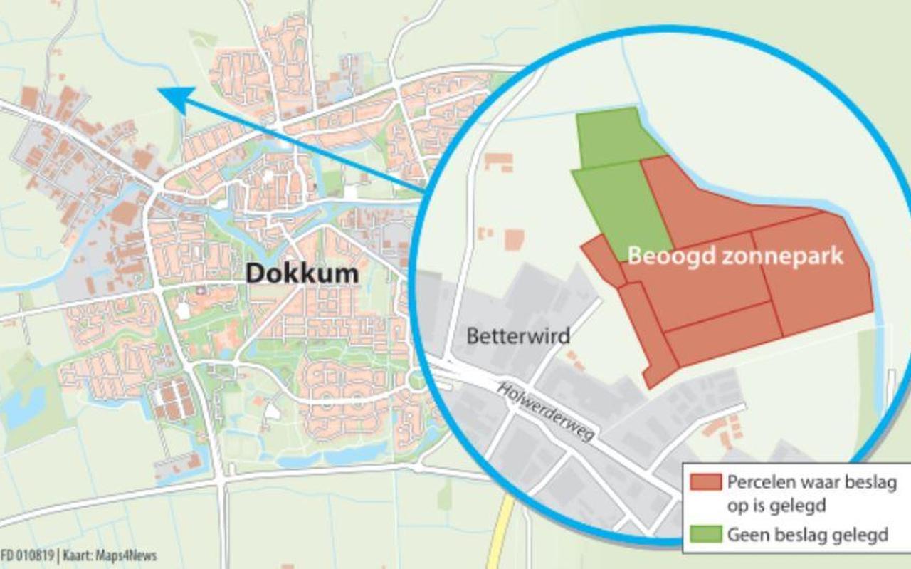 Het beoogde zonnepark van Dokkum.