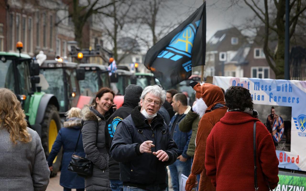 Protesterende boeren vorige week woensdag bij het provinciehuis in Leeuwarden.