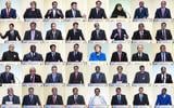 Combinatiefoto van regeringsleiders die een toespraak hielden op de VN-klimaattop in Parijs, vijf jaar geleden. Wat is er van hun beloften terechtgekomen?