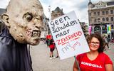 Het studentenprotest op de Dam, tegen het plan van minister Van Engelshoven om studenten meer rente te laten betalen op studieleningen.