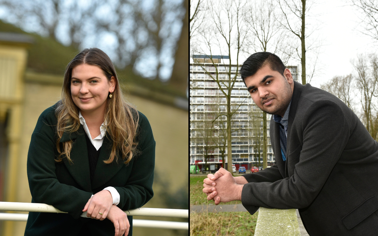 Anna Tjalsma (22), voorzitter CDJA in Fryslân, en Shanyl Soekhlall (18). Anna Tjalsma (22), voorzitter CDJA in Fryslân, en Shanyl Soekhlall (18).