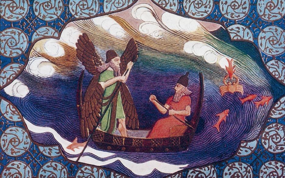 In het Gilgamesh-epos, circa vier à vijf millennia geleden ontstaan in Irak, brengt veerman Urshanabi Gilgamesh naar het eiland waar Utnapishtim en zijn vrouw hun dagen eeuwig slijten. In het Gilgamesh-epos, circa vier à vijf millennia geleden ontstaan in Irak, brengt veerman Urshanabi Gilgamesh naar het eiland waar Utnapishtim en zijn vrouw hun dagen eeuwig slijten.