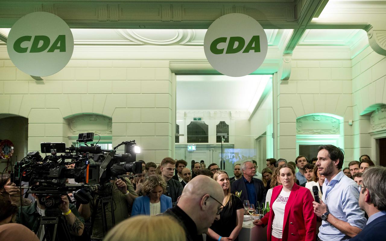 CDA-leider Wopke Hoekstra reageert op de uitslagen voor de Provinciale Statenverkiezingen. 