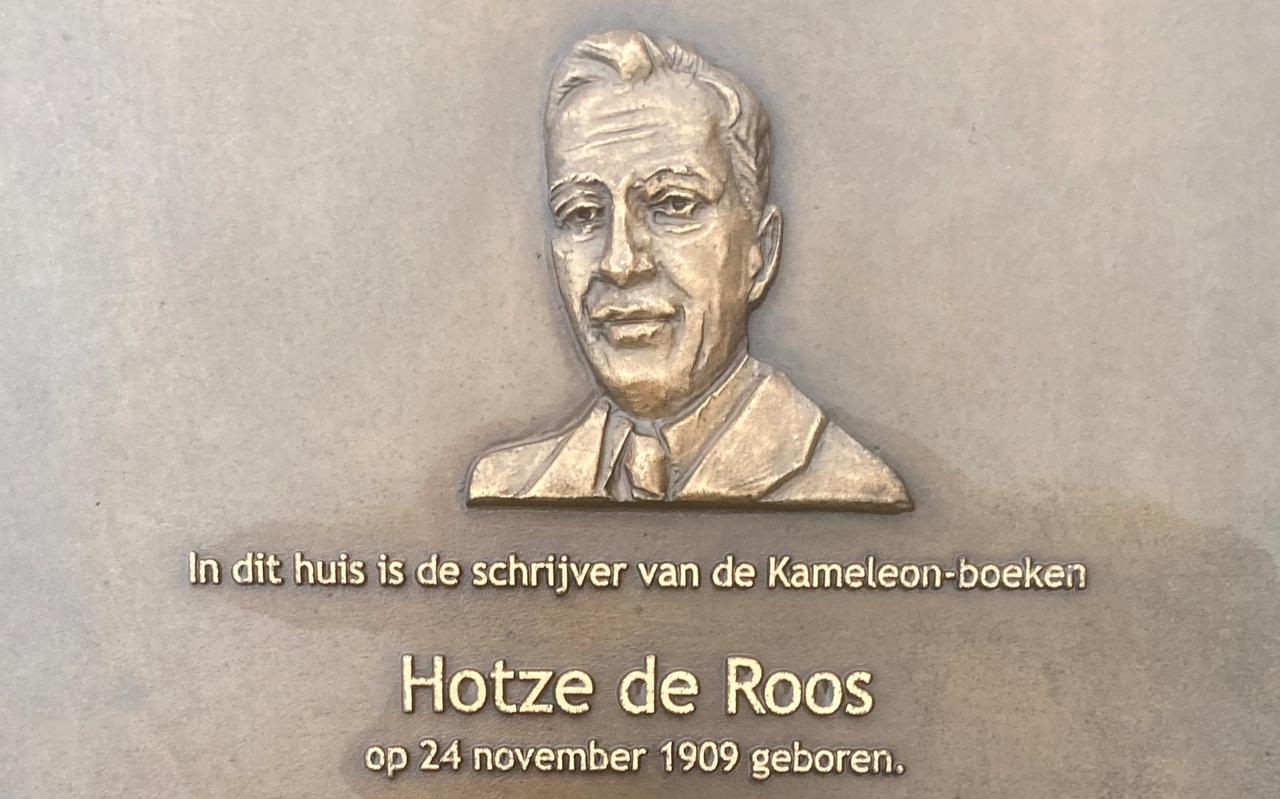 Infopaneel van schrijver Hotze de Roos voor zijn geboortehuis in Nieuwe Vaart.