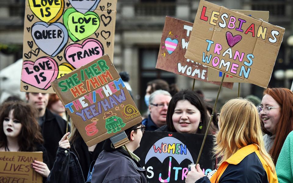 Een demonstratie voor de rechten van transgenders, 5 februari in Glasgow.