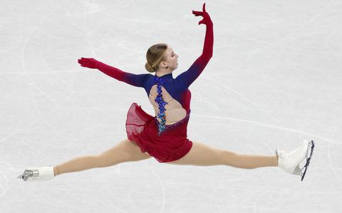 Kunstschaatsster Lindsay van Zundert tijdens de finale van het kunstrijden op het onderdeel vrije kur, op de Olympische Spelen in Beijing. ANP