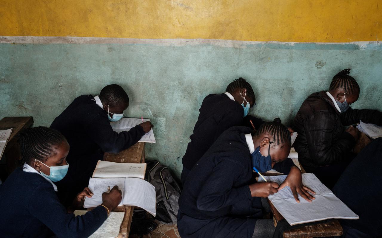 Een schoolklas in de Keniaanse hoofdstad Nairobi. 