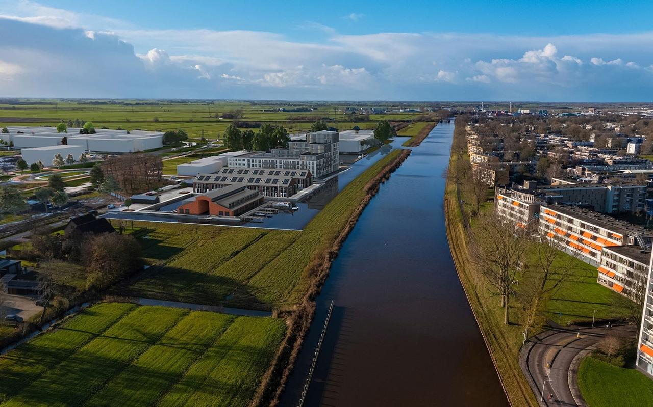 Leeuwarden Zuid, met aan de linkerzijde het Van Harinxmakanaal en de plannen voor de nieuwe wijk Middelsee ingetekend. Leeuwarden Zuid, met aan de linkerzijde het Van Harinxmakanaal en de plannen voor de nieuwe wijk Middelsee ingetekend.