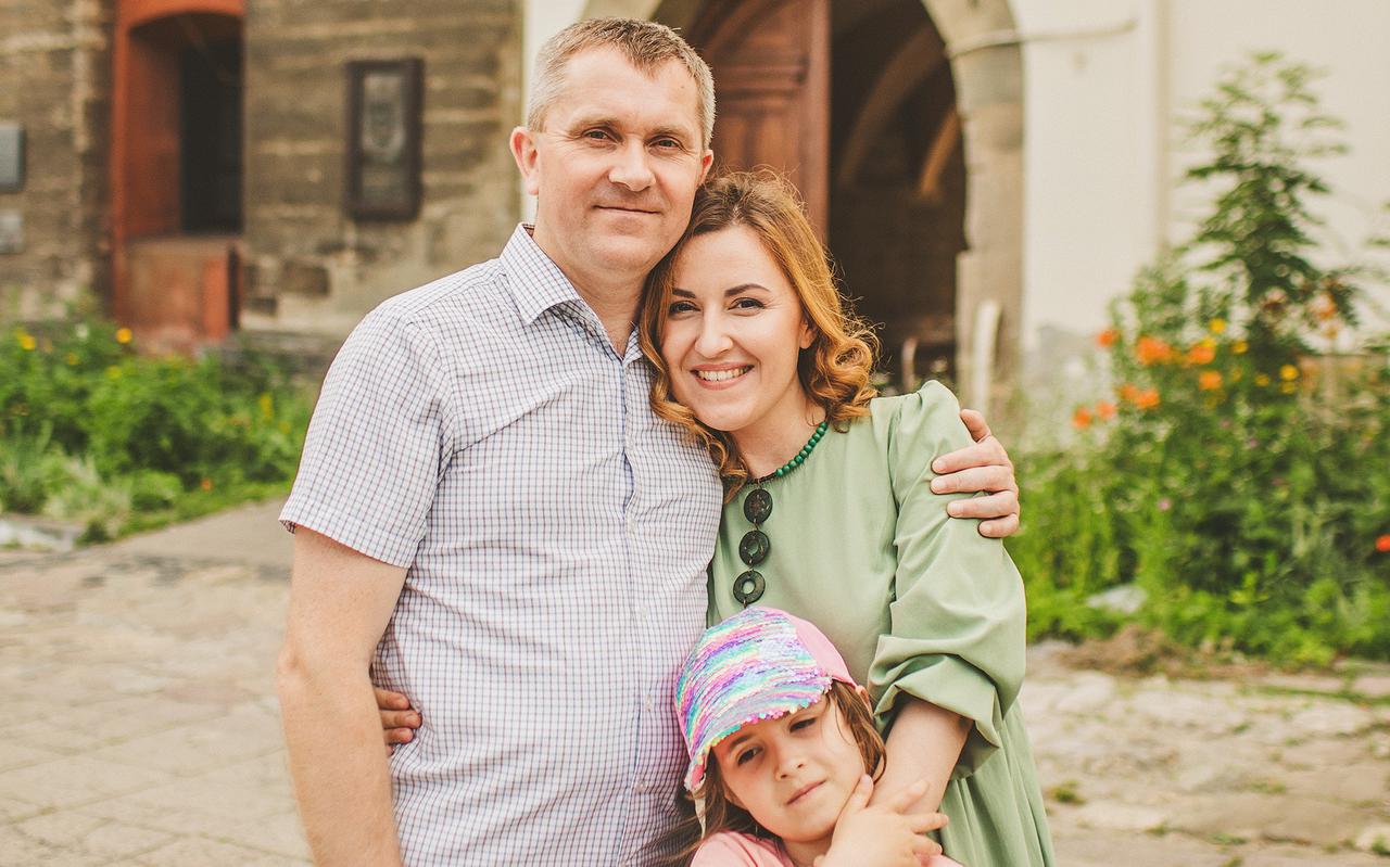 Nadiyka Gerbish met haar man Igor en hun dochter Dana. 