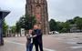 Partijleider van BVNL Wybren van Haga met lijsttrekker in de provinciale Staten Fryslân Johan Talsma op het Oldehoofsterkerkhof in Leeuwarden. 