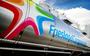 Een vrachtwagen met melk bij de kaasfabriek van FrieslandCampina in Workum.