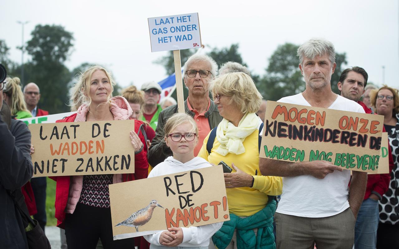 Protest in Ternaard tegen gaswinning onder de Waddenzee, september 2021.