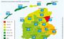 Een kaart van Fryslân met per gemeente het resultaat van de herverdeling van het Gemeentefonds.