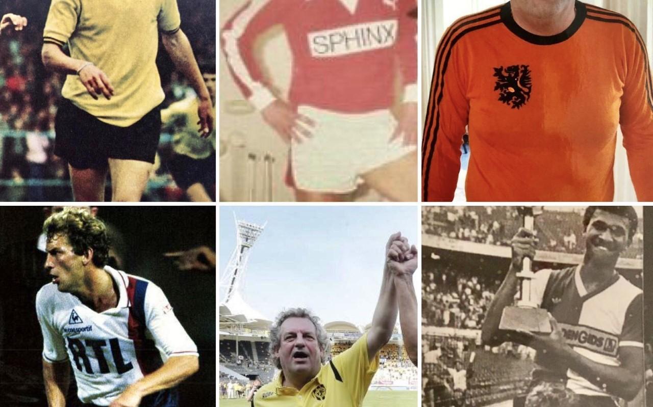 Boven vlnr: Pierre Vermeulen als jong talent in het shirt van Roda JC, bij MVV beleefde hij een uitstekend jaar waarmee hij zijn toptransfer naar PSG afdwong en voor het Nederlands elftal kwam hij negenmaal uit waarin hij eenmaal scoorde. Onder vlnr: In Parijs werd hij een grote ster en veroverde hij de Franste titel, ook na zijn actieve loopbaan is zijn hart voor Roda JC blijven kloppen en bij Feyenoord speelde hij samen met onder meer Willem van Hanegem, Johan Cruijff en Ruud Gullit, die hij hier op zijn schouders heeft genomen. Boven vlnr: Pierre Vermeulen als jong talent in het shirt van Roda JC, bij MVV beleefde hij een uitstekend jaar waarmee hij zijn toptransfer naar PSG afdwong en voor het Nederlands elftal kwam hij negenmaal uit waarin hij eenmaal scoorde. Onder vlnr: In Parijs werd hij een grote ster en veroverde hij de Franste titel, ook na zijn actieve loopbaan is zijn hart voor Roda JC blijven kloppen en bij Feyenoord speelde hij samen met onder meer Willem van Hanegem, Johan Cruijff en Ruud Gullit, die hij hier op zijn schouders heeft genomen.