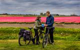 Toeristen fietsen door Fryslân.