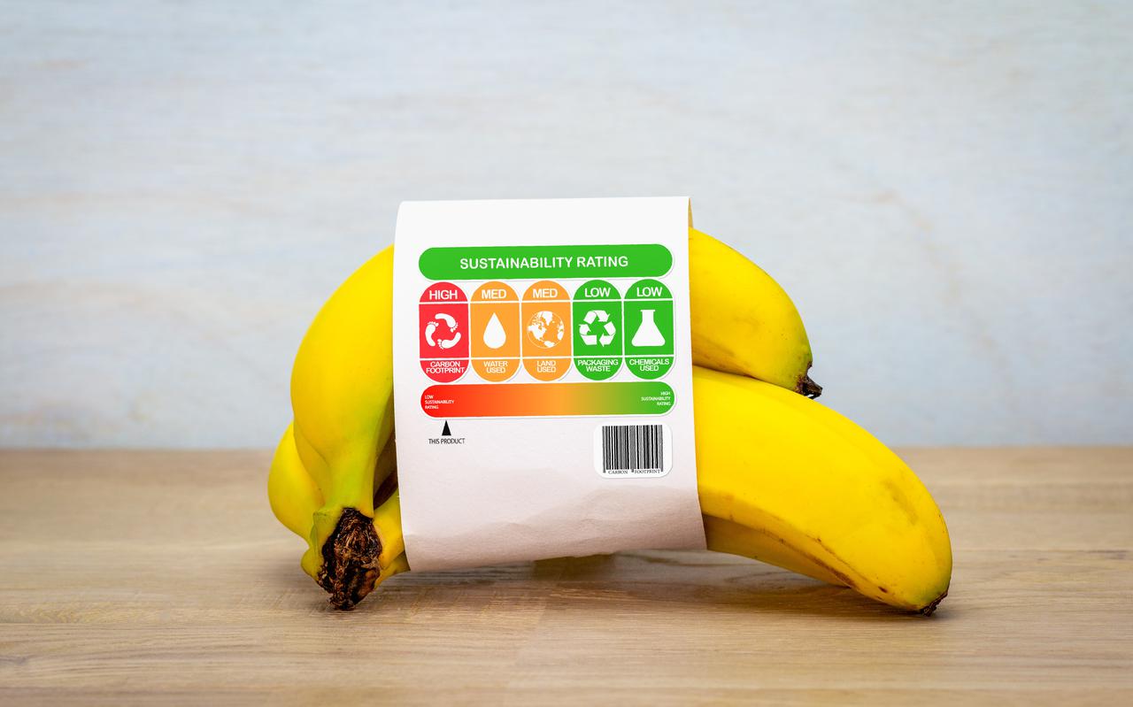Bananen met een label.