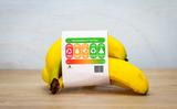 Bananen met een label.