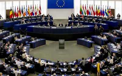 De plenaire zaal van het Europees Parlement in Straatsburg.