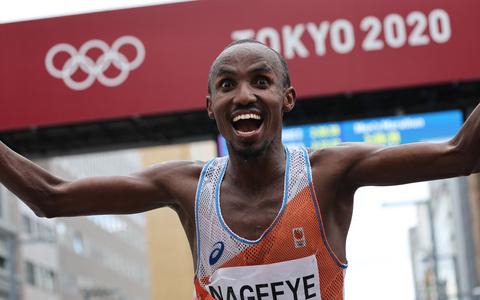 Abdi Nageeye  wordt tweede op de marathon van de Olympische Spelen in Tokyo. 