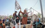 Talibanstrijders in Kabul.