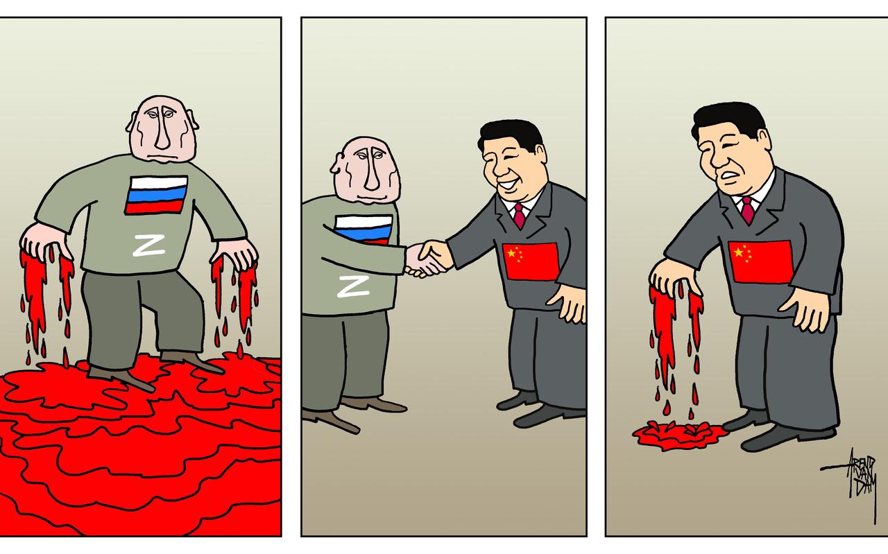 Cartoon Arend van Dam: toenadering tussen China en Rusland Cartoon Arend van Dam: toenadering tussen China en Rusland