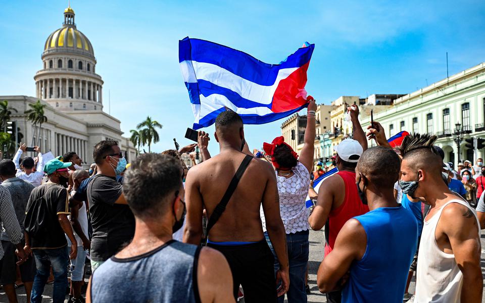 Protesten in Cuba op 11 juli 2021.