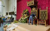 De Prinsjesdag-voorbereidingen in de Grote Kerk in Den Haag waren gisteren nog in volle gang. 