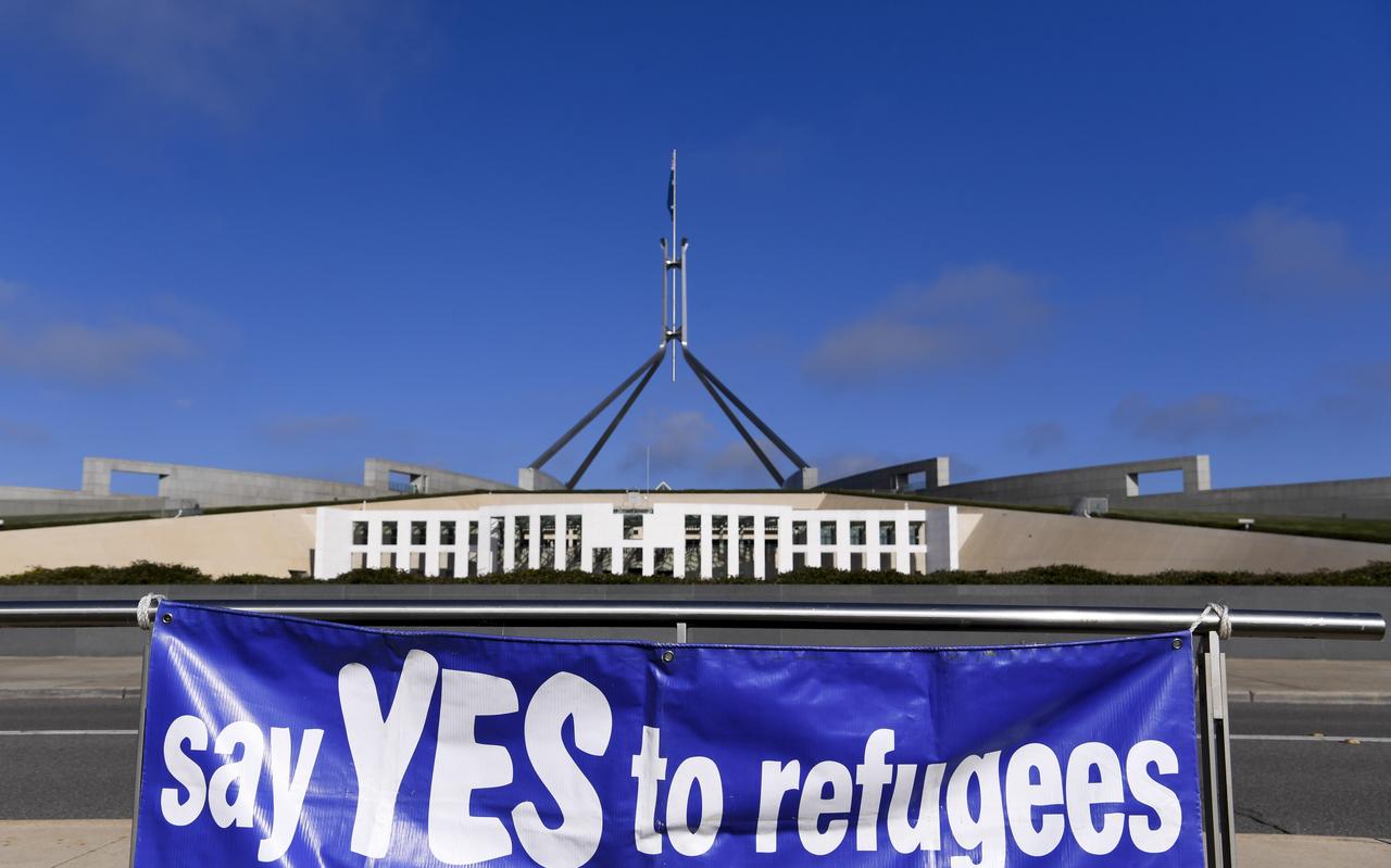 Actie voor vluchtelingen in Canberra, Australië. Actie voor vluchtelingen in Canberra, Australië.
