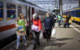 Aankomst van Oekraïense vluchtelingen in april dit jaar met de trein vanuit Berlijn op Amsterdam Centraal.