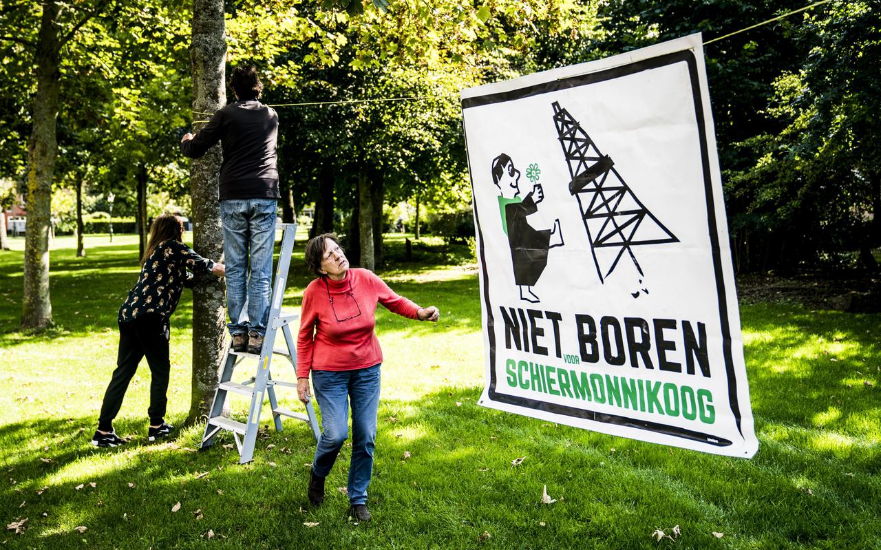 Protest door Werkgroep Horizon Schiermonnikoog in september 2019 tegen de geplande gasboringen rond het eiland door gasproducent ONE-Dyas.