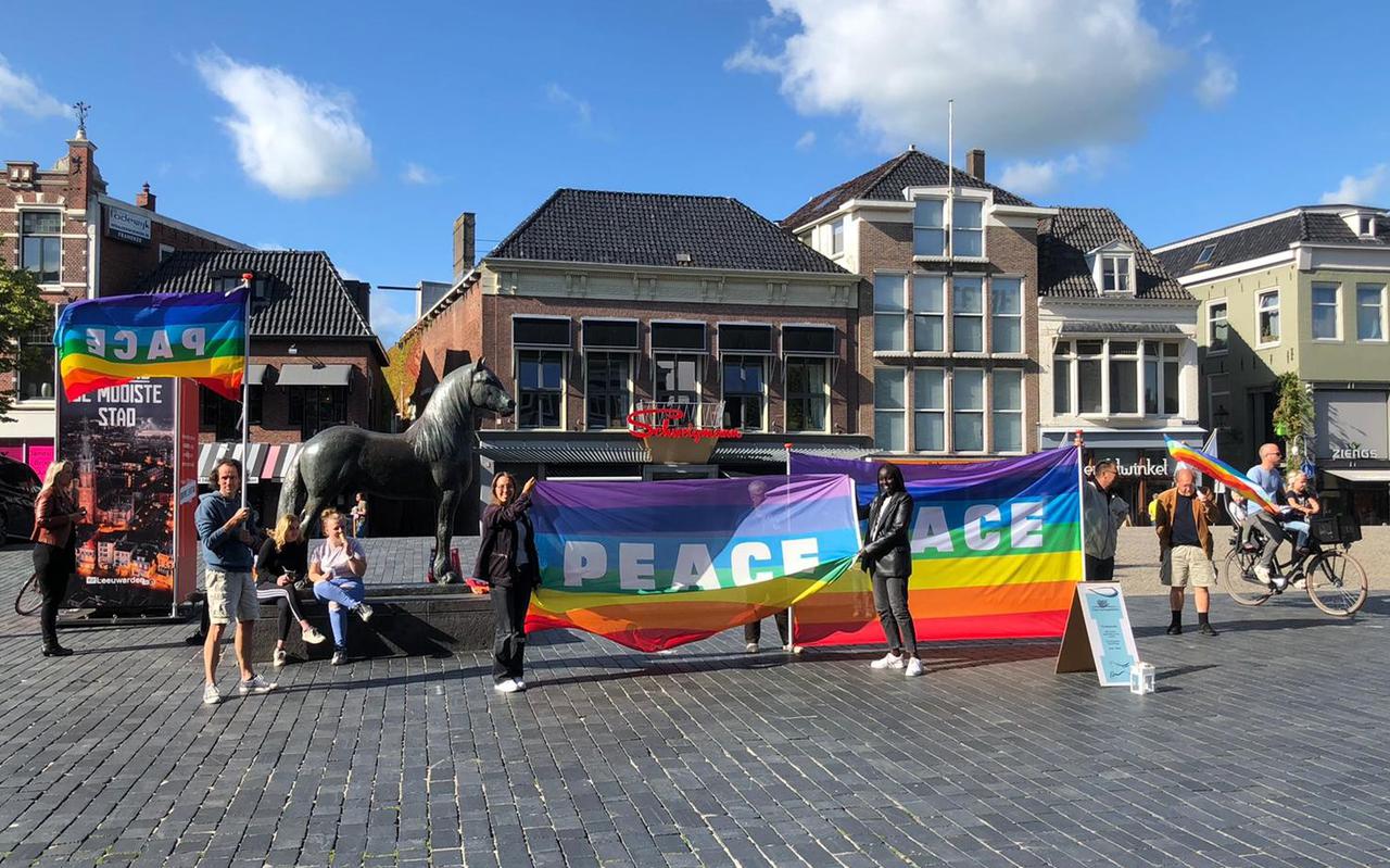 De vredeswake op de lange pijp in Leeuwarden, bij het paard op de Nieuwestad, hier op archiefbeeld van augustus 2021. 