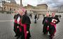 Tijdens het Ad Limina-bezoek van 2013 lopen bisschoppen Jos Punt (links) van het bisdom Haarlem-Amsterdam en Frans Wiertz (2e van rechts) van Roermond en hulpbisschoppen Everard de Jong (2e van links, Roermond) en Jan Hendriks (rechts, Haarlem-Amsterdam) over het Sint-Pietersplein.