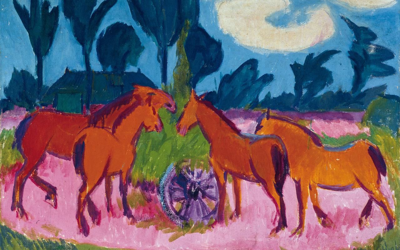 Vier paarden. De Ploeg-schilder Jan Altink. Bij boek Collectie Museum Belvedere