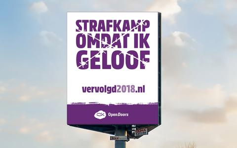 Een billboard van Open Doors in Nederland in 2018 tegen geloofsvervolging.