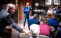 Landbouwminister Piet Adema in gesprek met boeren in het Van der Valk-hotel in Drachten.