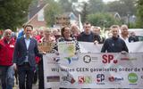 Een protest in Ternaard tegen gaswinning onder de Waddenzee, in het najaar 2021. 