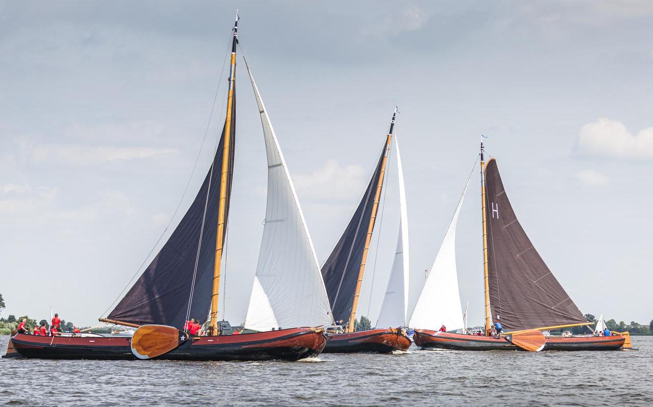 In juli oefenden zes skûtsjes op de Pikmar bij Grou. De echte wedstrijd daar is dit jaar geschrapt. In juli oefenden zes skûtsjes op de Pikmar bij Grou. De echte wedstrijd daar is dit jaar geschrapt.