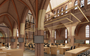 Impressie van het ontwerp voor een raadszaal in de Dokkumer Bonifatiuskerk.